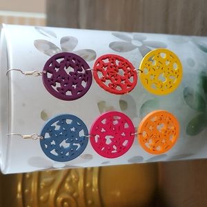 Multi-colored star cutout earrings